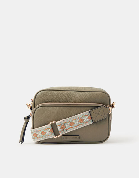 Dina Double Zip Crossbody Bag, Green (KHAKI), large