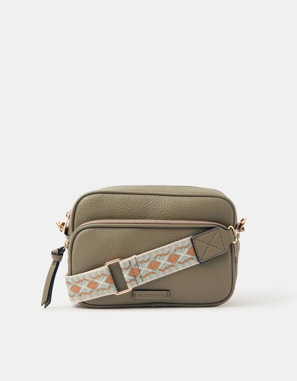 Dina Double Zip Crossbody Bag, Green (KHAKI), large