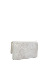 Leather Foldover Pouch, Silver (SILVER), large