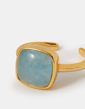 14ct Gold-Plated Quartz Adjustable Ring, , large