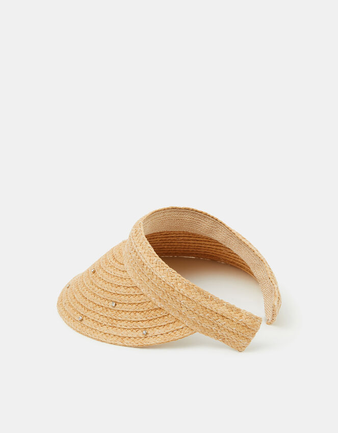 Diamant&eacute; Embellished Woven Sun Visor, , large
