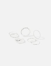 Berry Blush Stacking Rings 7 Pack, Silver (SILVER), large