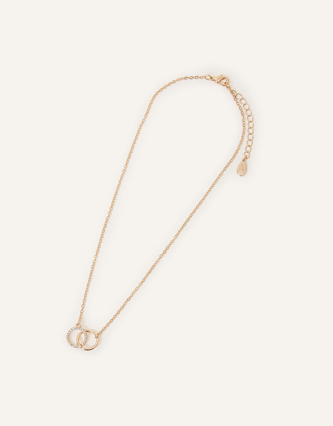 Pave Link Circle Necklace, Gold (GOLD), large