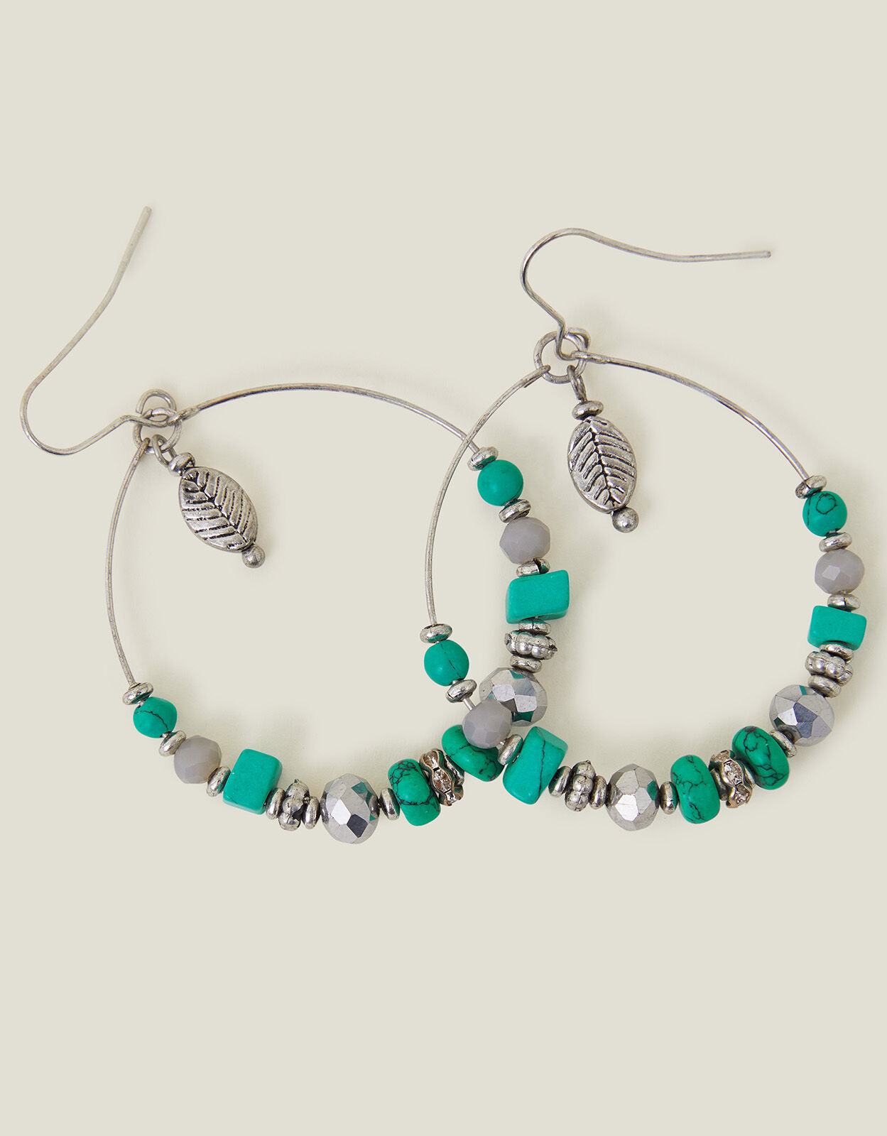 Beaded drop hoop earrings sale