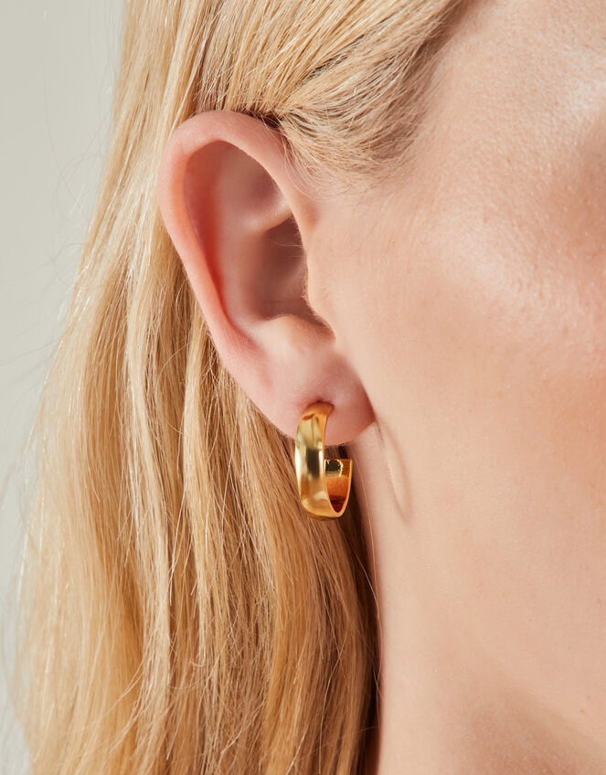 14ct Gold-Plated Chunky Hoop Earrings, , large