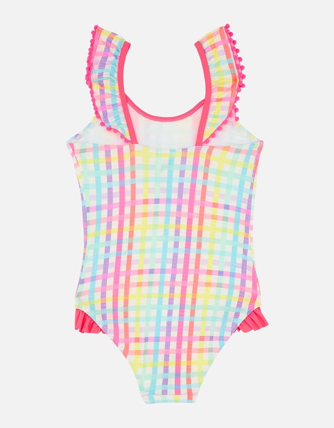 Girls Rainbow Check Swimsuit, Multi (BRIGHTS-MULTI), large