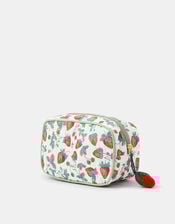 Strawberry Print Quilted Make Up Bag, , large