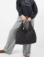 Nylon Quilted Shopper Bag, , large