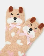 Girls Puppy Bed Socks, Natural (NATURAL), large