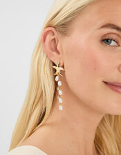 Starfish Pearl Drop Earrings, , large