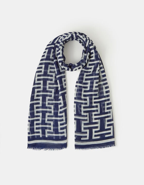 Lightweight Geometric Print Scarf, , large