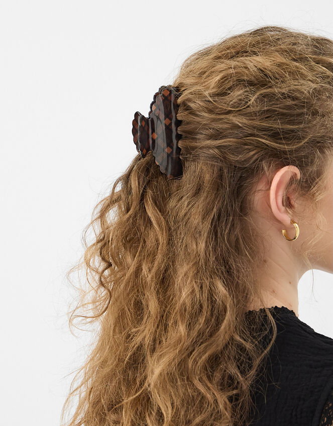 Check Scalloped Edge Claw Clip, , large