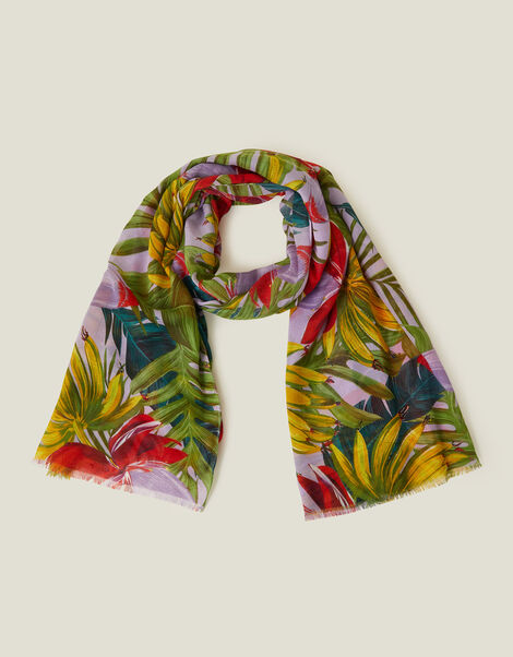 Tropical Print Scarf, , large