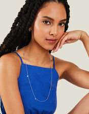 Sterling Silver-Plated Long Beaded Necklace, , large