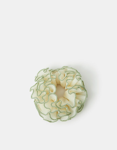 Oversized Frilly Pleated Hair Scrunchie, , large
