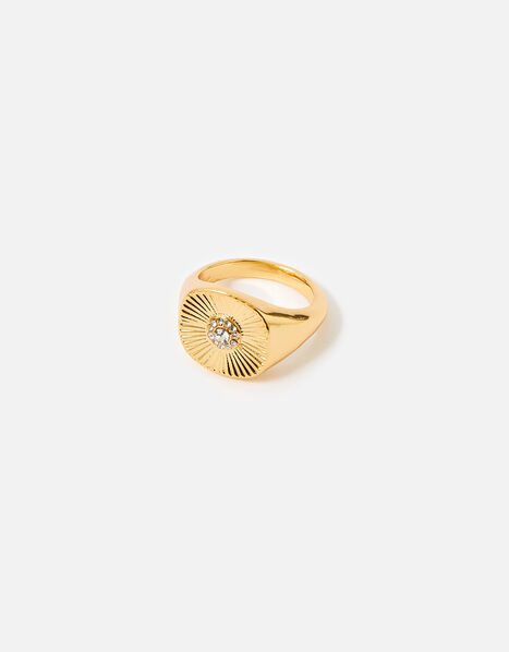 Reconnected Sparkle Signet Ring Gold, Gold (GOLD), large