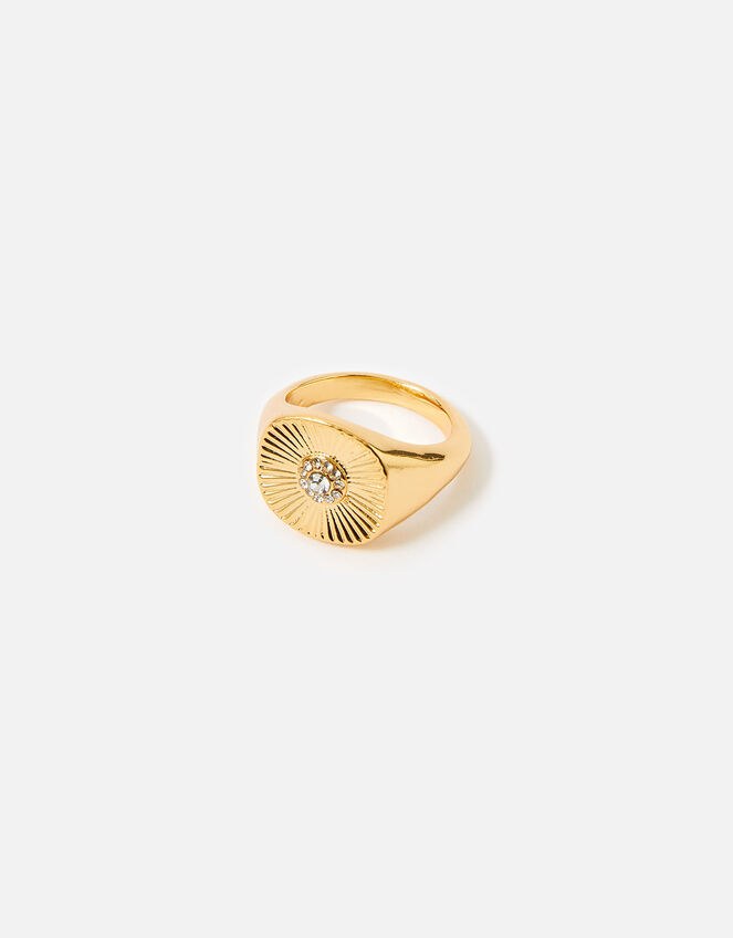 Reconnected Sparkle Signet Ring, Gold (GOLD), large