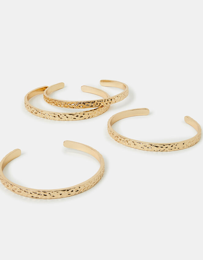 4-Pack Slim Hammered Cuff Bracelets, , large