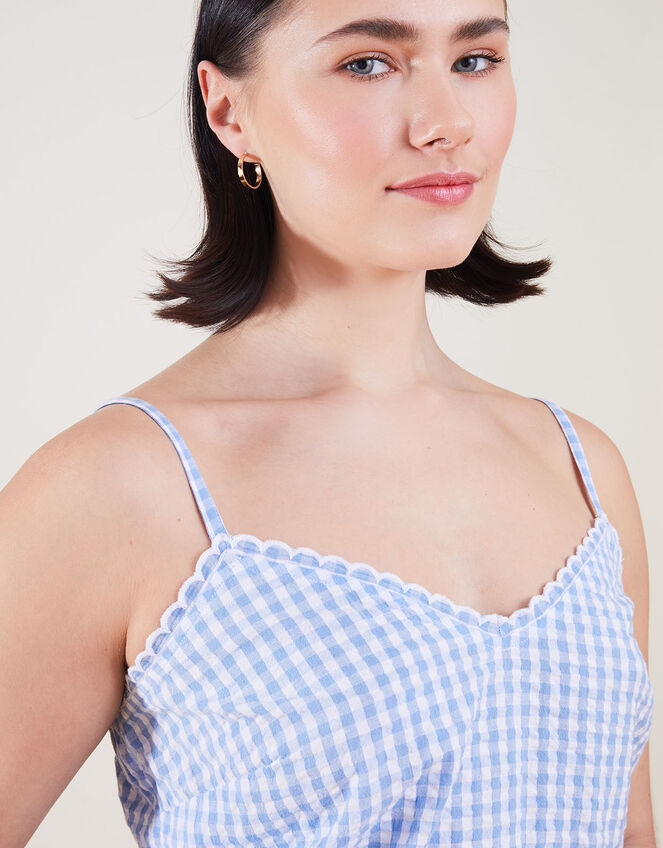 Seersucker Gingham Pyjama Set, Blue (BLUE), large