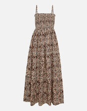 Leopard Bandeau Maxi Dress , Brown (BROWN), large