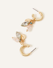 Mixed Stone Drop Charm Hoops , , large