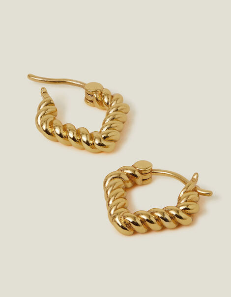 14ct Gold-Plated Twist V-Shape Hoop Earrings, , large