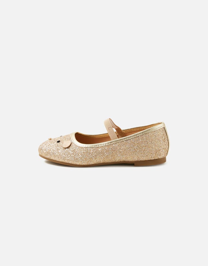 Girls Squeak Mouse Ballerina Flats, Gold (GOLD), large