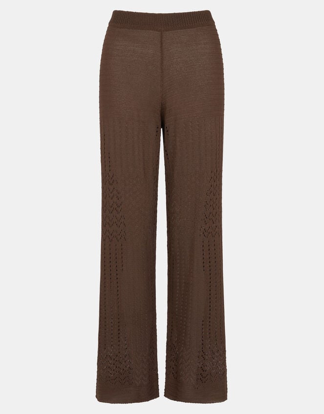 Crochet Knit Trousers, Brown (BROWN), large