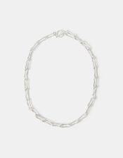 Sterling Silver-Plated Chunky Molten Link Necklace, , large