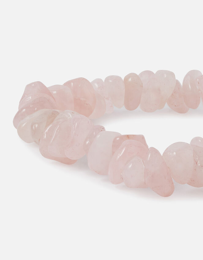 Raw Cut Stone Stretch Bracelet, Pink (PALE PINK), large