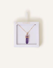 Semi-Precious Stone Pendant Necklace, Purple (PURPLE), large