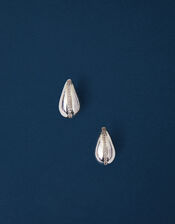 Sterling Silver-Plated Diamante Teardrop Earrings, , large