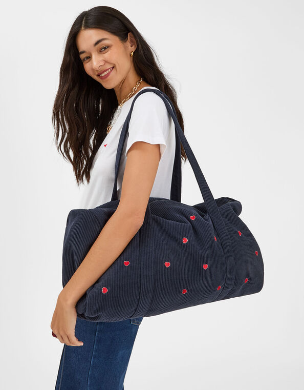 Heart Corduroy Duffle Bag, , large