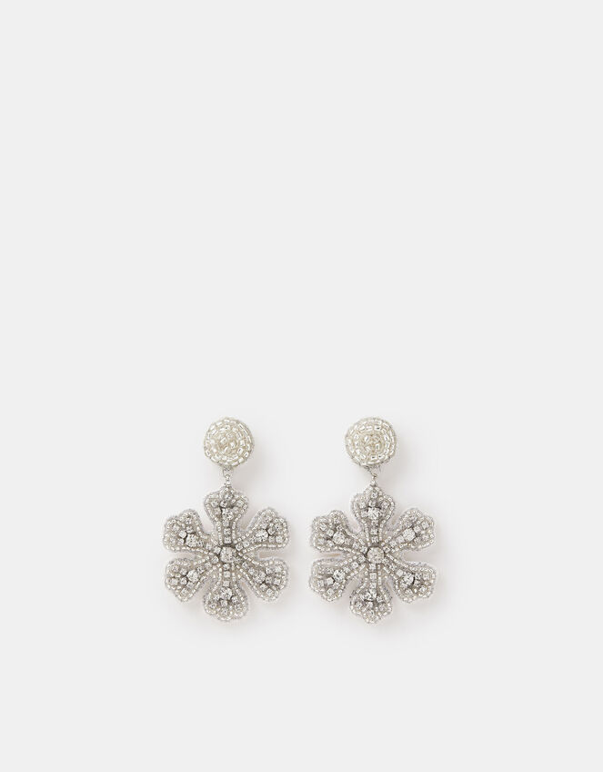 Beaded Snowflake Drop Earrings, , large