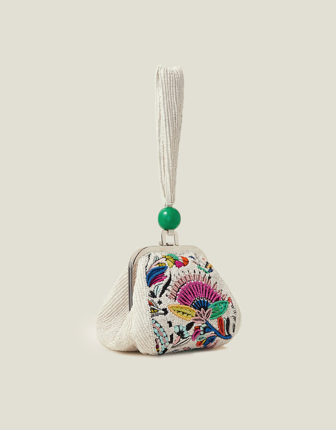 Floral Beaded Duffle Bag, , large