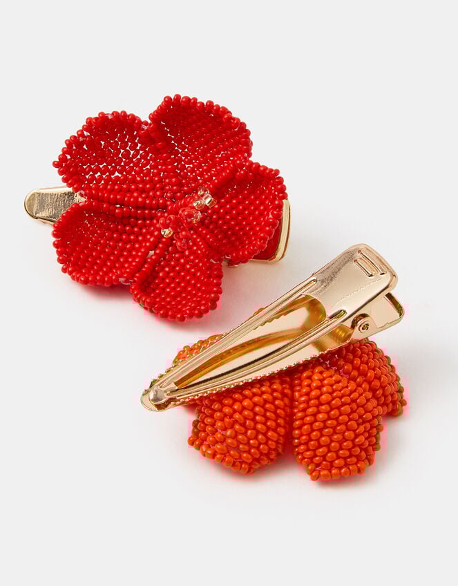 2-Pack Beaded Hibiscus Hair Clips, , large