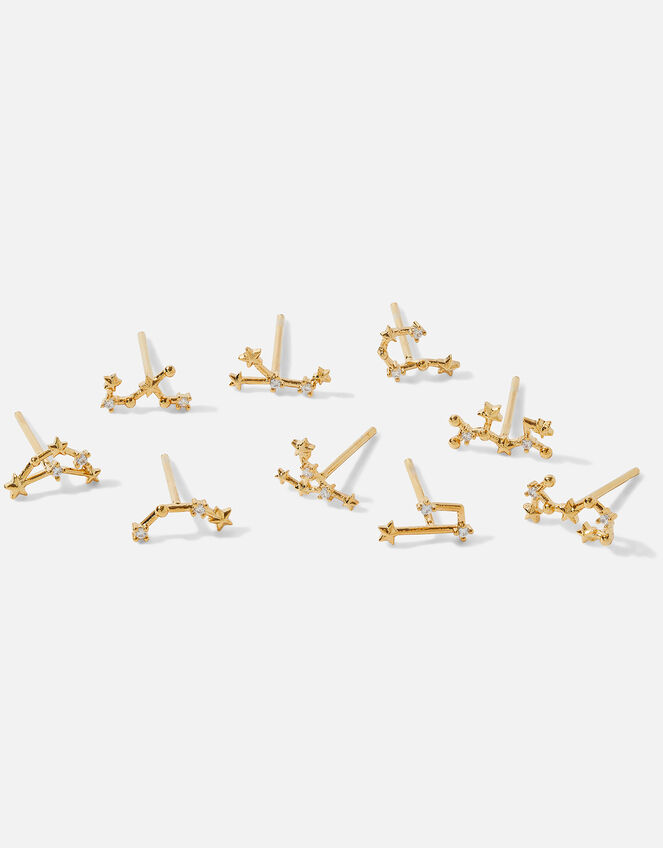 Gold-Plated Zodiac Earrings 5 Pack, Gold (GOLD), large