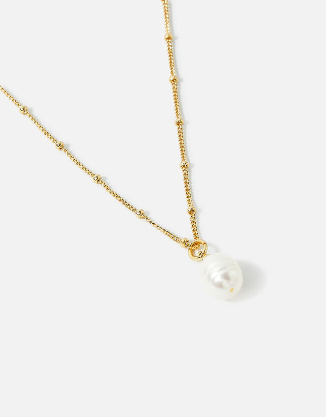 Gold-Plated Simple Pearl Pendant , , large