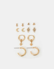 6-Pack Starry Night Stud and Hoop Earrings Gold, , large