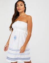 Cotton Bandeau Beach Dress, White (WHITE), large