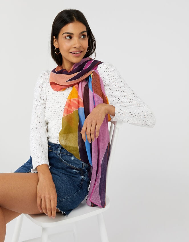 Summer Floral Print Scarf, , large