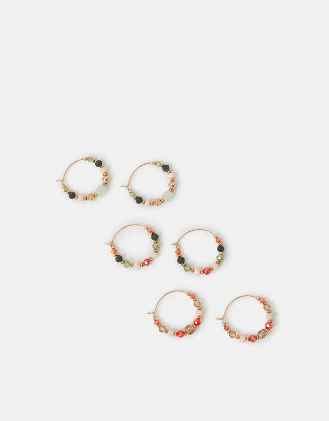 3-Pack Bead Hoop Earrings, , large
