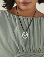 Circle Pendant Cord Necklace, , large
