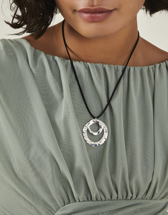 Circle Pendant Cord Necklace, , large