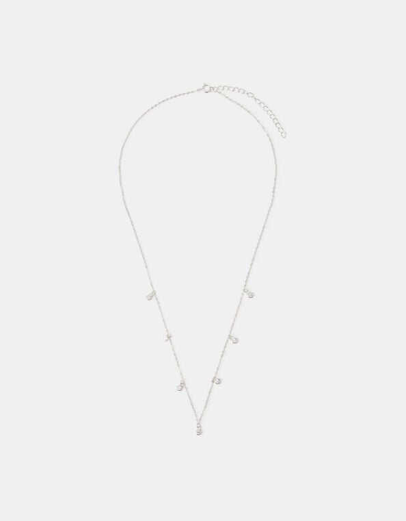 Sterling Silver Sparkle Station Necklace, , large