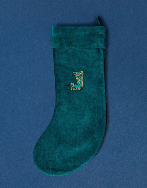 Embroidered Initial J Stocking, , large