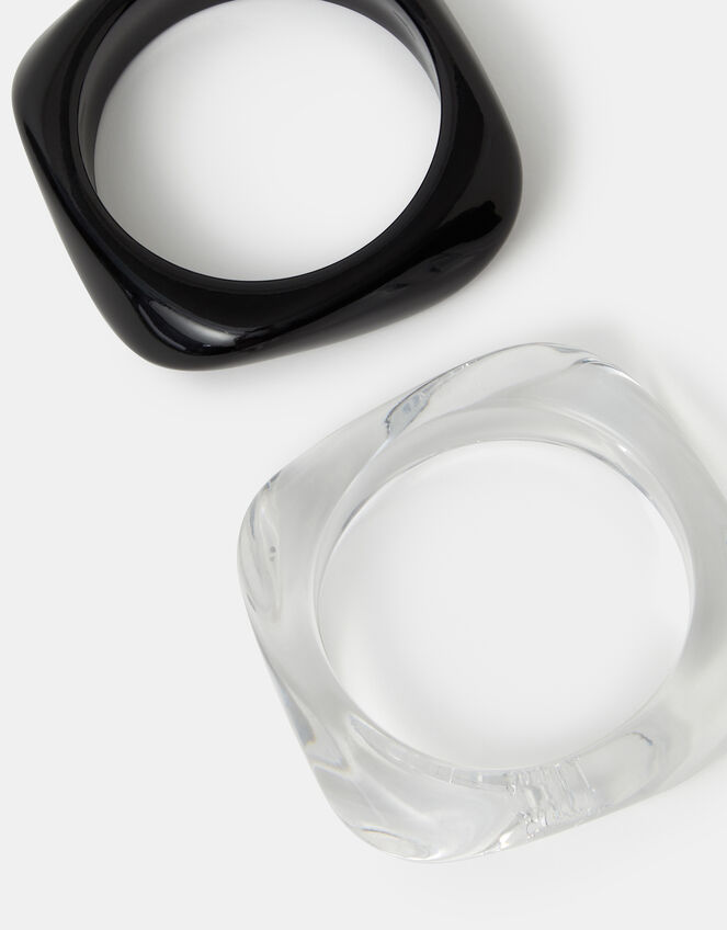 2-Pack Chunky Resin Bangles, Black (BLACK), large