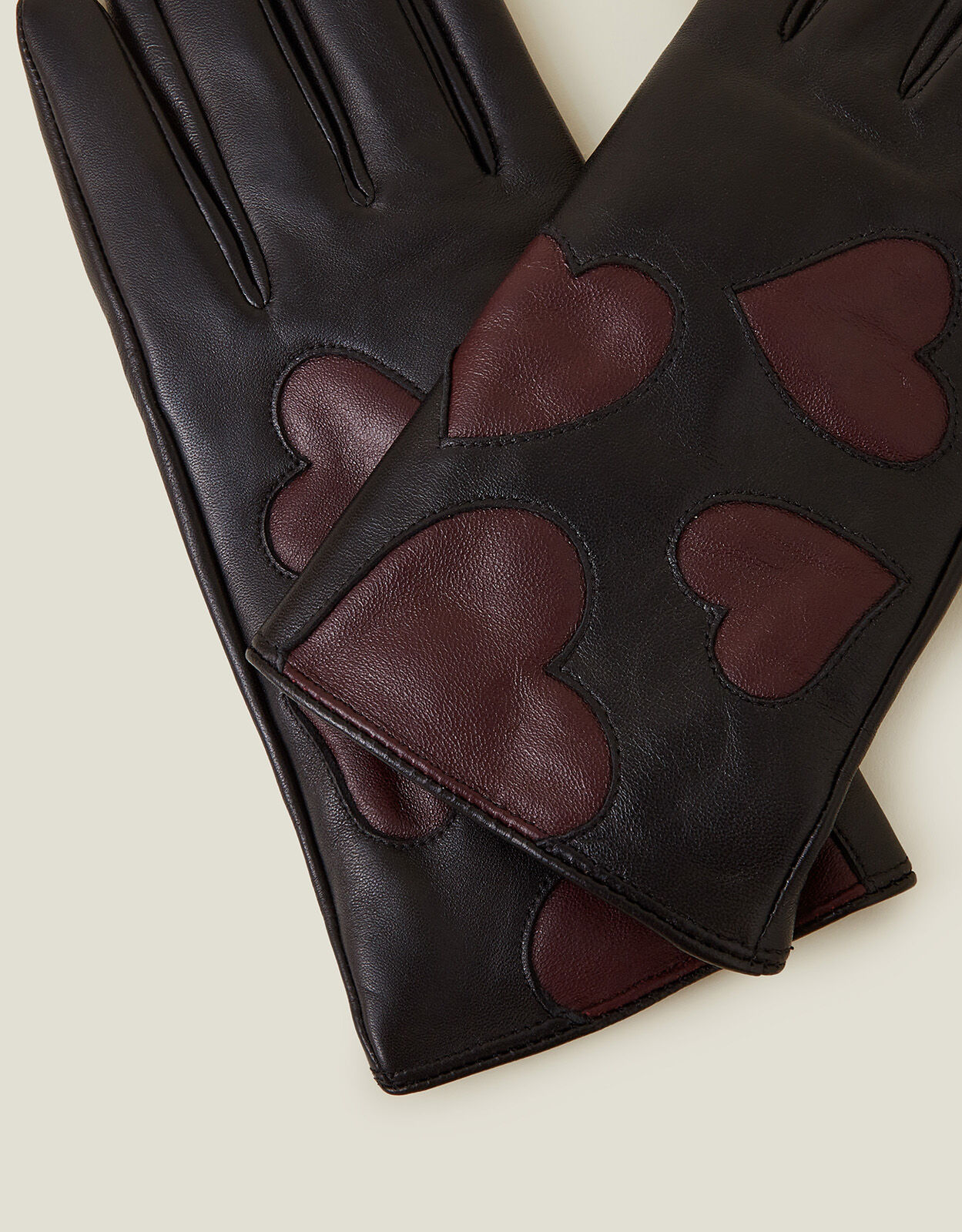 Contrast Heart Leather Gloves Black | Shop All | Accessorize UK
