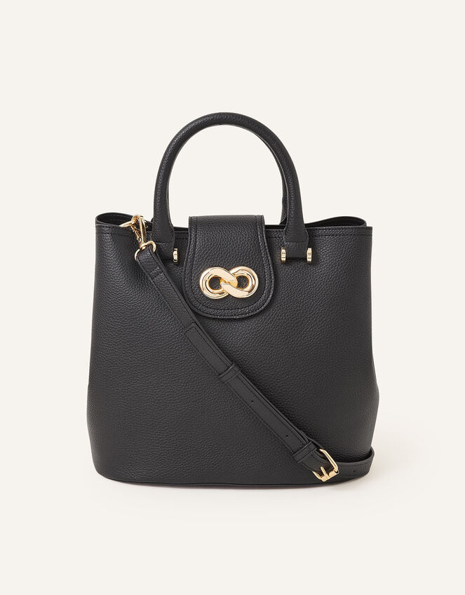 Looped Metal Detail Handheld Bag, , large