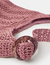 Slouchy Raffia Crossbody Bag, , large